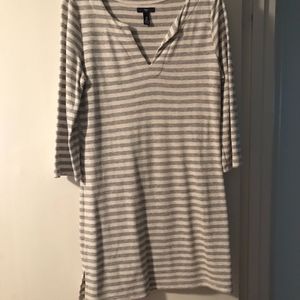White and Gray Striped Dress